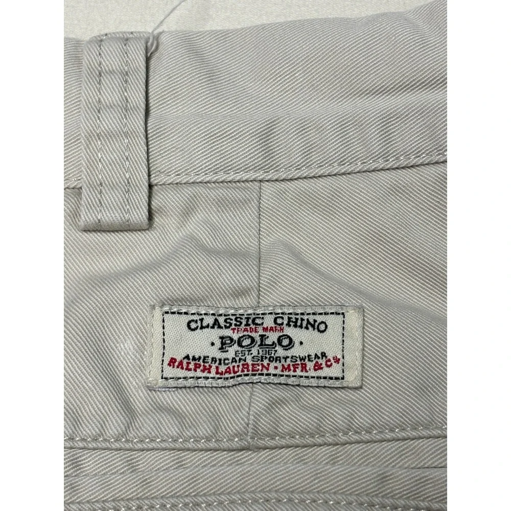 Polo Ralph Lauren Philip Pant Mens 38x30 Khaki Chino Wide Leg 100% Cotton Stone